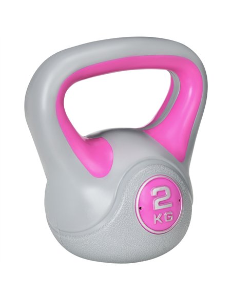 SPORTNOW Kettlebell, 2kg Kettle Bells with Handle for Home Gym Weight Lifting and Strength Training, Pink and Grey - pic 160203 | FastDaddyshop