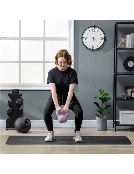 SPORTNOW Kettlebell, 2kg Kettle Bells with Handle for Home Gym Weight Lifting and Strength Training, Pink and Grey - pic 160204 | FastDaddyshop