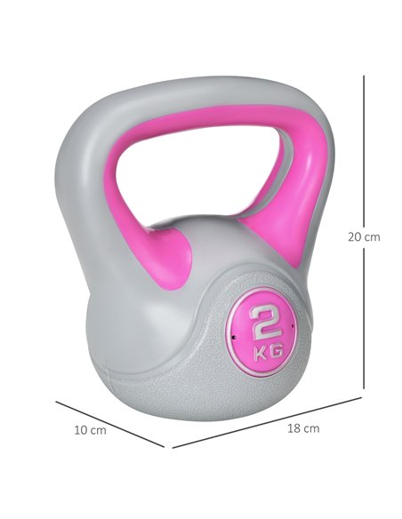 SPORTNOW Kettlebell, 2kg Kettle Bells with Handle for Home Gym Weight Lifting and Strength Training, Pink and Grey - pic 160205 | FastDaddyshop