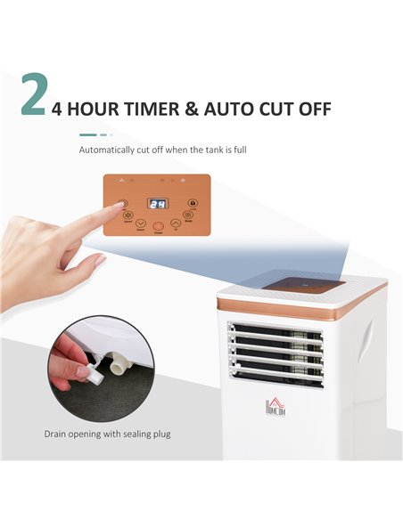 Homcom Mobile Air Conditioner with Fan, Timer, Remote, LED, Auto Shut-Down 1122W, White - pic 16021 | FastDaddyshop
