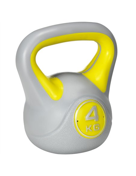 SPORTNOW Kettlebell, 4kg Kettle Bells with Handle for Home Gym Weight Lifting and Strength Training, Yellow and Grey - pic 160212 | FastDaddyshop