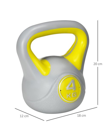 SPORTNOW Kettlebell, 4kg Kettle Bells with Handle for Home Gym Weight Lifting and Strength Training, Yellow and Grey - pic 160214 | FastDaddyshop