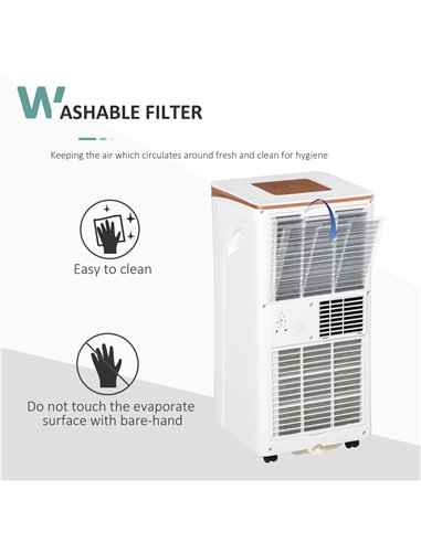 Homcom Mobile Air Conditioner with Fan, Timer, Remote, LED, Auto Shut-Down 1122W, White