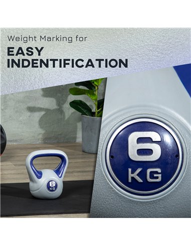 SPORTNOW Kettlebell, 6kg Kettle Bells with Handle for Home Gym Weight Lifting and Strength Training, Purple and Grey