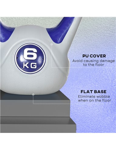SPORTNOW Kettlebell, 6kg Kettle Bells with Handle for Home Gym Weight Lifting and Strength Training, Purple and Grey
