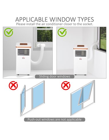 Homcom Mobile Air Conditioner with Fan, Timer, Remote, LED, Auto Shut-Down 1122W, White