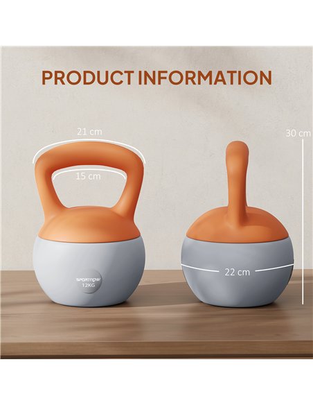 SPORTNOW 12KG Soft Kettlebell, Kettlebell with Non-Slip Handle for Home Gym, Weight Lifting, Strength Training, Orange/Grey - pic 160232 | FastDaddyshop