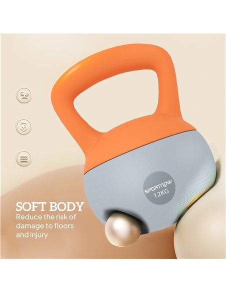 SPORTNOW 12KG Soft Kettlebell, Kettlebell with Non-Slip Handle for Home Gym, Weight Lifting, Strength Training, Orange/Grey - pic 160233 | FastDaddyshop