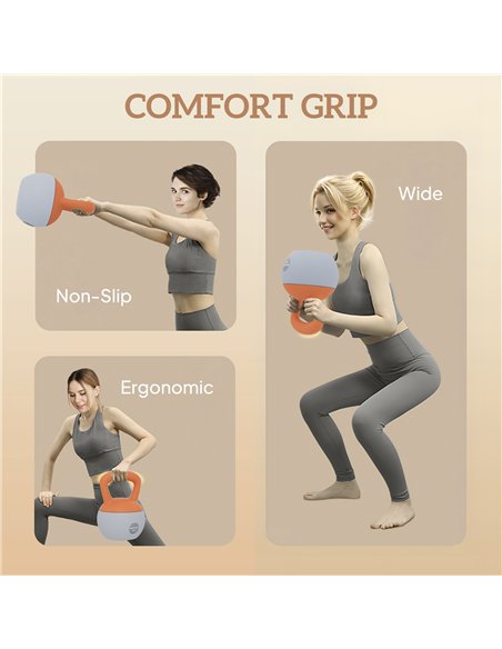 SPORTNOW 12KG Soft Kettlebell, Kettlebell with Non-Slip Handle for Home Gym, Weight Lifting, Strength Training, Orange/Grey - pic 160234 | FastDaddyshop