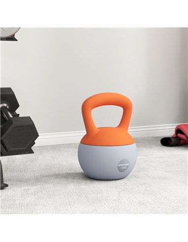 SPORTNOW 12KG Soft Kettlebell, Kettlebell with Non-Slip Handle for Home Gym, Weight Lifting, Strength Training, Orange/Grey
