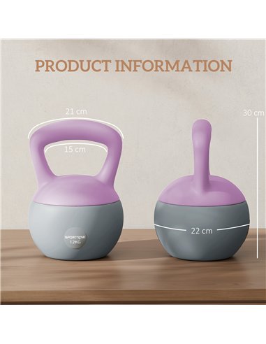 SPORTNOW 12KG Soft Kettlebell, Kettlebell with Non-Slip Handle for Home Gym, Weight Lifting, Strength Training, Purple/Grey