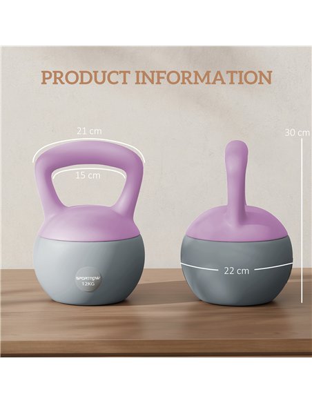 SPORTNOW 12KG Soft Kettlebell, Kettlebell with Non-Slip Handle for Home Gym, Weight Lifting, Strength Training, Purple/Grey - pic 160241 | FastDaddyshop