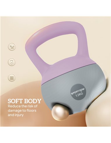 SPORTNOW 12KG Soft Kettlebell, Kettlebell with Non-Slip Handle for Home Gym, Weight Lifting, Strength Training, Purple/Grey