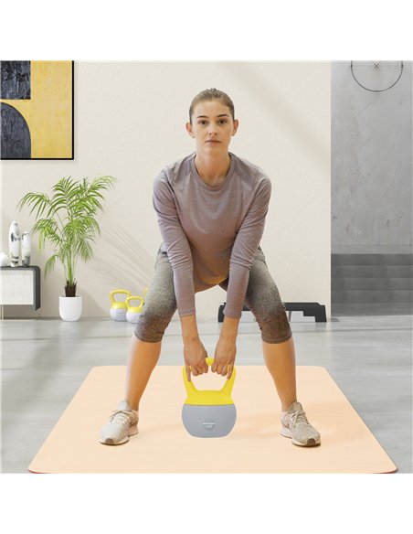 SPORTNOW 12KG Soft Kettlebell, Kettlebell with Non-Slip Handle for Home Gym, Weight Lifting, Strength Training, Yellow/Grey - pic 160249 | FastDaddyshop