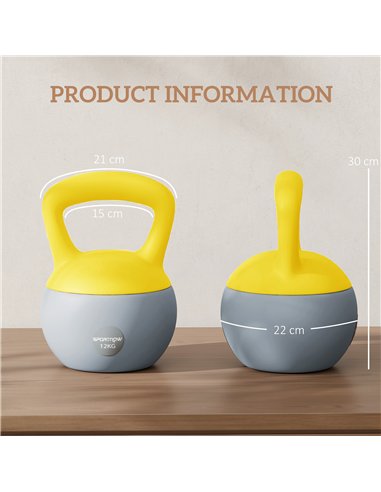 SPORTNOW 12KG Soft Kettlebell, Kettlebell with Non-Slip Handle for Home Gym, Weight Lifting, Strength Training, Yellow/Grey