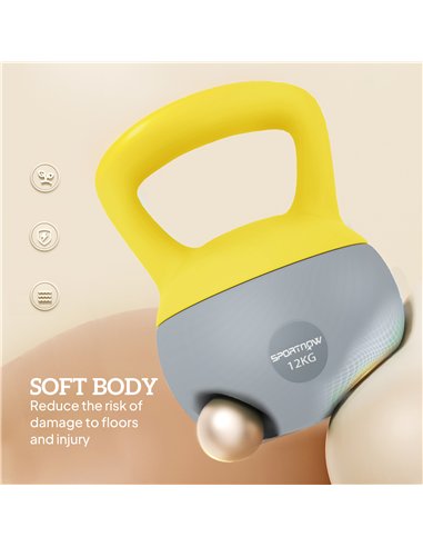 SPORTNOW 12KG Soft Kettlebell, Kettlebell with Non-Slip Handle for Home Gym, Weight Lifting, Strength Training, Yellow/Grey