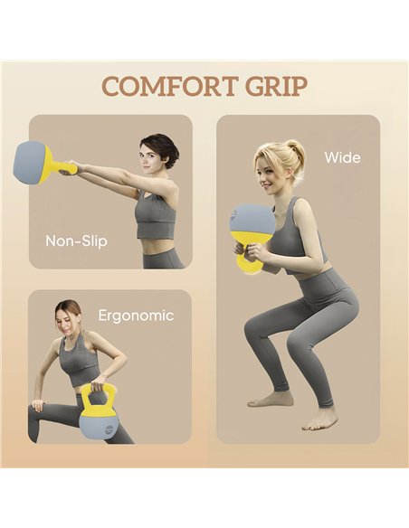 SPORTNOW 12KG Soft Kettlebell, Kettlebell with Non-Slip Handle for Home Gym, Weight Lifting, Strength Training, Yellow/Grey - pic 160252 | FastDaddyshop
