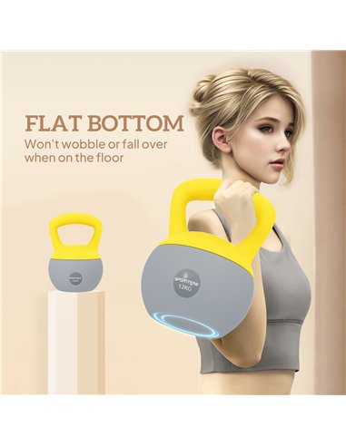 SPORTNOW 12KG Soft Kettlebell, Kettlebell with Non-Slip Handle for Home Gym, Weight Lifting, Strength Training, Yellow/Grey