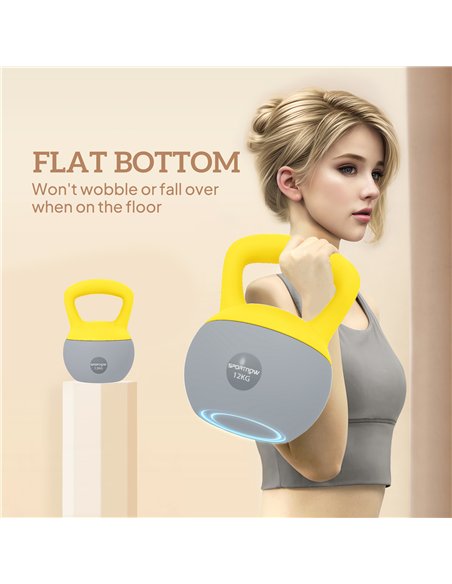 SPORTNOW 12KG Soft Kettlebell, Kettlebell with Non-Slip Handle for Home Gym, Weight Lifting, Strength Training, Yellow/Grey - pic 160253 | FastDaddyshop