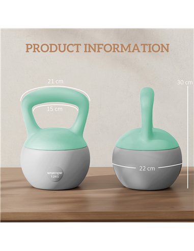 SPORTNOW 12KG Soft Kettlebell, Kettlebell with Non-Slip Handle for Home Gym, Weight Lifting, Strength Training, Green/Grey