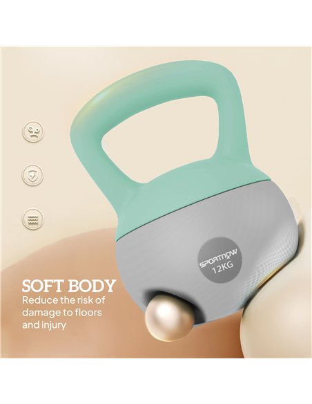 SPORTNOW 12KG Soft Kettlebell, Kettlebell with Non-Slip Handle for Home Gym, Weight Lifting, Strength Training, Green/Grey - pic 160260 | FastDaddyshop