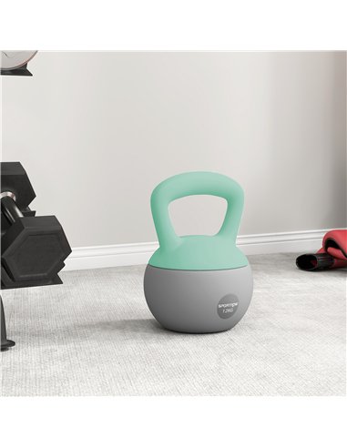 SPORTNOW 12KG Soft Kettlebell, Kettlebell with Non-Slip Handle for Home Gym, Weight Lifting, Strength Training, Green/Grey