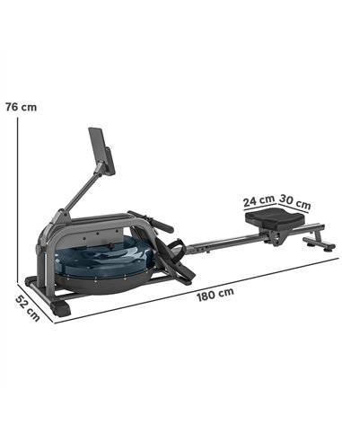 SPORTNOW Water Rowing Machine with Wheels, Vertical Storage, Adjustable Resistance, for Strength, Cardio Training