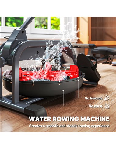 SPORTNOW Water Rowing Machine with Wheels, Vertical Storage, Adjustable Resistance, for Strength, Cardio Training
