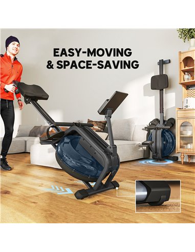 SPORTNOW Water Rowing Machine with Wheels, Vertical Storage, Adjustable Resistance, for Strength, Cardio Training