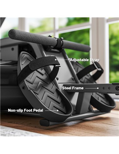 SPORTNOW Water Rowing Machine with Wheels, Vertical Storage, Adjustable Resistance, for Strength, Cardio Training