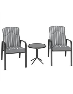 Outsunny Three-Piece Reclining Chair Set - Grey