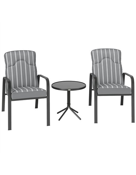 Outsunny Three-Piece Reclining Chair Set - Grey - pic 160275 | FastDaddyshop