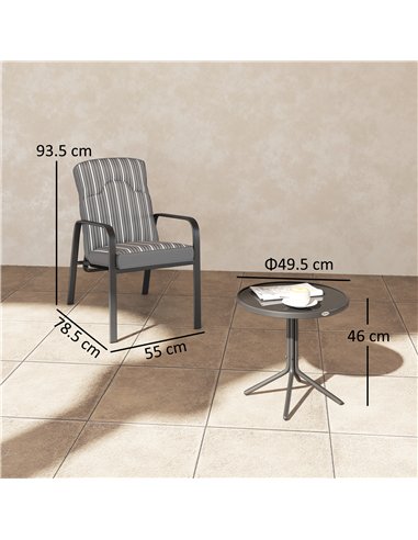 Outsunny Three-Piece Reclining Chair Set - Grey