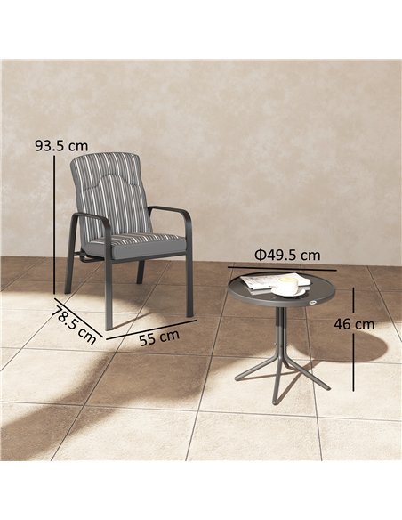 Outsunny Three-Piece Reclining Chair Set - Grey - pic 160277 | FastDaddyshop