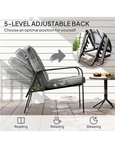 Outsunny Three-Piece Reclining Chair Set - Grey - pic 160278 | FastDaddyshop
