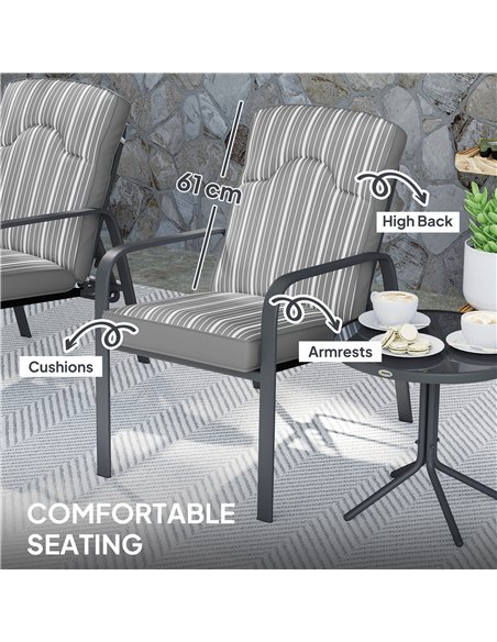 Outsunny Three-Piece Reclining Chair Set - Grey - pic 160280 | FastDaddyshop