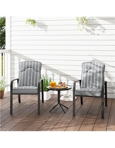Outsunny Three-Piece Reclining Chair Set - Grey