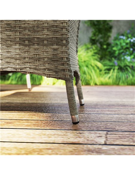 Outsunny Seven-Piece Rattan Dining Table, with Round Glass-Top Table - Light Grey - pic 160292 | FastDaddyshop