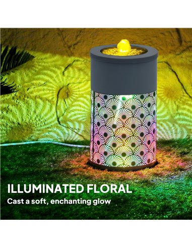 Outsunny 30 cm Tall Garden Waterfall Fountain with LED Lights and Pump, Garden Water Feature Water Fountain with Adjustable Flow