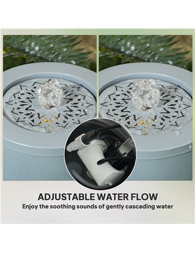 Outsunny 30 cm Tall Garden Waterfall Fountain with LED Lights and Pump, Garden Water Feature Water Fountain with Adjustable Flow