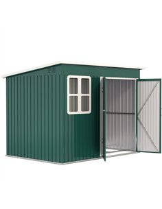 Outsunny 8.5 x 6ft Storage Shed Galvanised Steel Garden Shed, Metal Shed with Foundation Kit, Window, Lockable Wide Doors and Ai