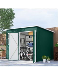 Outsunny 8.5 x 6ft Storage Shed Galvanised Steel Garden Shed, Metal Shed with Foundation Kit, Window, Lockable Wide Doors and Ai 2