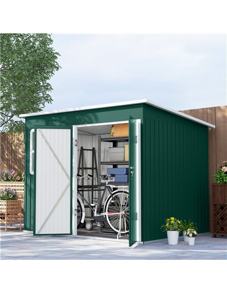 Outsunny 8.5 x 6ft Storage Shed Galvanised Steel Garden Shed, Metal Shed with Foundation Kit, Window, Lockable Wide Doors and Ai - pic 160303 | FastDaddyshop