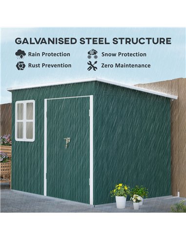 Outsunny 8.5 x 6ft Storage Shed Galvanised Steel Garden Shed, Metal Shed with Foundation Kit, Window, Lockable Wide Doors and Ai
