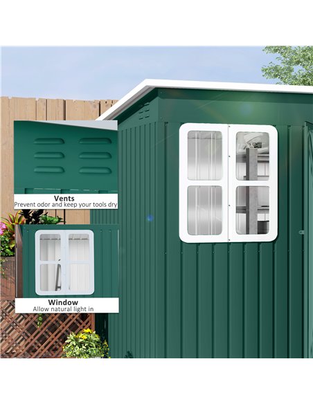 Outsunny 8.5 x 6ft Storage Shed Galvanised Steel Garden Shed, Metal Shed with Foundation Kit, Window, Lockable Wide Doors and Ai - pic 160307 | FastDaddyshop