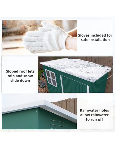 Outsunny 8.5 x 6ft Storage Shed Galvanised Steel Garden Shed, Metal Shed with Foundation Kit, Window, Lockable Wide Doors and Ai