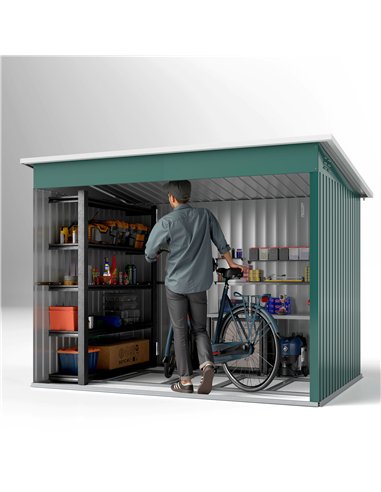 Outsunny 8.5 x 6ft Storage Shed Galvanised Steel Garden Shed, Metal Shed with Foundation Kit, Window, Lockable Wide Doors and Ai