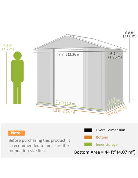 Outsunny 6 x 8ft Galvanised Steel Shed - Brown Wood-Effect - pic 160313 | FastDaddyshop