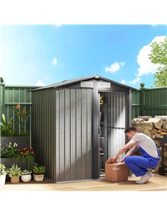 Outsunny 4.3 x 5ft Outdoor Garden Storage Shed - Grey Wood Effect 2