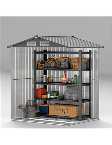 Outsunny 4.3 x 5ft Outdoor Garden Storage Shed - Grey Wood Effect